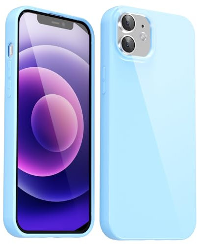 Svanove for iPhone 12 Mini Case Silicone, Glossy Soft Rubber Gel Jelly Cute Protective Plastic Simple Plain Phone Case Cover for Women Girl, Slim Thin Flexible Shockproof TPU, Light Blue