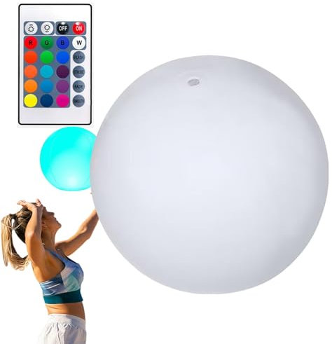 Genérico Pelotas De Playa para Piscina, Pelotas De Piscina | 16 Decoraciones de Playa para Piscina de Colores claros - Pelotas de Playa inflables con 4 Modos de luz, con Control Remoto, para fie