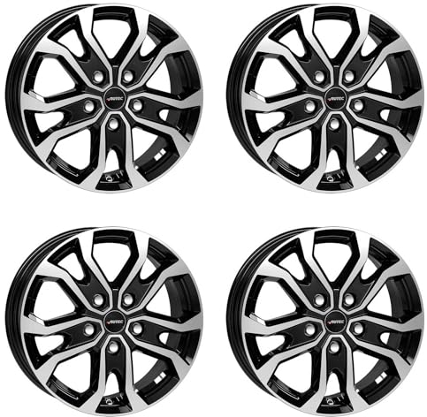 4x AUTEC Felgen Alufelgen KISO 6.5x16 ET66 5x130 Schwarz poliert kompatibel mit Fiat Ducato