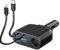 XWXELEC 5-in-1 Auto Ladegerät 【USB-C+IOS】, Zigarettenanzünder Verteiler Adapter Splitter KFZ Einziehbares Datenkabel Stecker DC mit Steckdose für Handy Dash Kamera 12V/24V - Schwarz