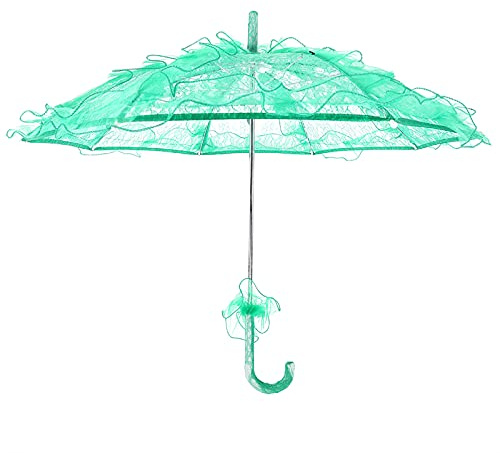 TYCIONG Paraguas de encaje sombrilla Vintage Boda Paraguas de novia para decoración de fotos de dama traje de fiesta de años 1920, verde