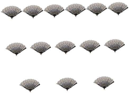 Alipis 14pcs Black Hand Fan Handheld Folding Fan Elegant Chinese for Dance Props Stage Wedding Party