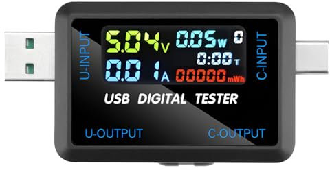 Fastsaw Tester USB e Type-C digitale multifunzionale Misuratore di tensione e corrente DC 4,5-36 V 0-8 A Tester di capacità di potenza Supporta più protocolli di ricarica rapida