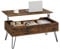 WOLTU Couchtisch Wohnzimmertisch höhenverstellbar ausziehbar, Kaffeetisch mit verstecktem Stauraum, für Wohnzimmer Büro, Metallbeine, 95x(40-55,5) x50 cm,Rustikales Braun Schwarz,BTS18vbn