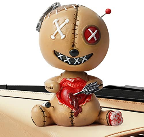 Voodoo-Puppe Wackelkopf Spielzeug - Voodoo-Puppe Kopfschütteln Ornament - Fluch-Puppe, die offenes Herz seziert, Harz-Voodoo-Puppe, die den Kopf schüttelt, Auto-Ornamente