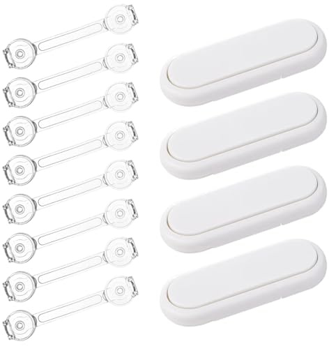 ZKGYUS 12 PCS Kindersicherung Schrank Schubladen, 8 Universal Kindersicherung in Transparent, 4 Schranksicherung Baby, Kindersicherung Schrank, Schrankschloss für Möbel, Küche, Stark Klebend