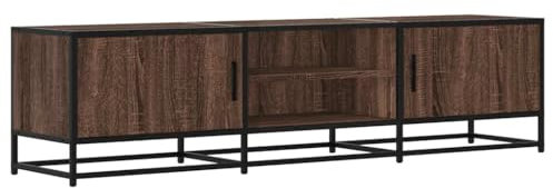 vidaXL Meuble TV chêne Marron 160x35x41 cm Bois d'ingénierie et métal, Banc TV, Meuble HiFi, Centre de Divertissement, Buffet TV, Meuble multimédia