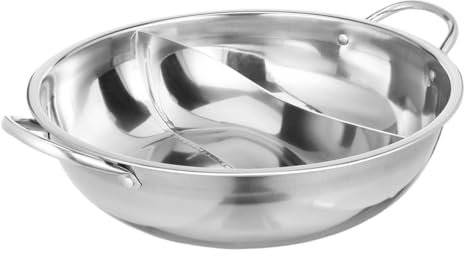 MOLUCKFU Yuanyang Hot Pot Divider Dual Soup Pots Nonstick Stockpot Suitable for Sichuan Chinese Cookware
