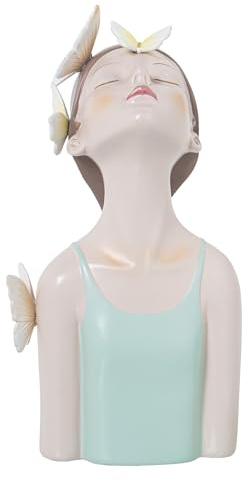 FIGURA RESINA 27CM TORSO CHICAC/MARIPOSAS CAMISETA VERDE_14X12X27CM
