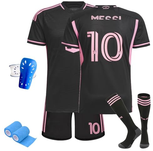 Fussball Trikot Kinder/Erwachsene Set, Nr.10 Fußball Training Skleidung，Schnell Trocknendes Atmungsaktives Fußballtrikot mit Fußball-T-Shirt (C, 122-130)