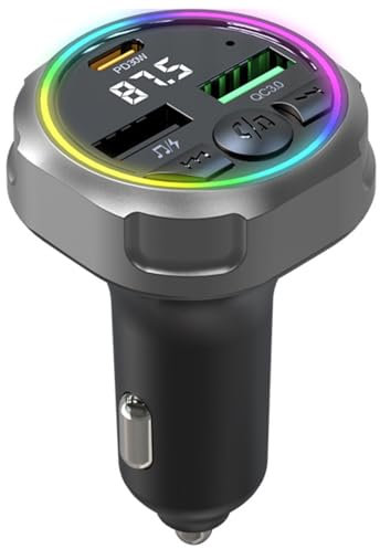 PRMHOOT 48W Bluetooth Adapter Auto, Hi-Fi Stereo FM Transmitter Auto Bluetooth 5.3, 30W PD USB C & QC 3.0 FM Transmitter, Freisprecheinrichtung & LED-Licht & U-Disk