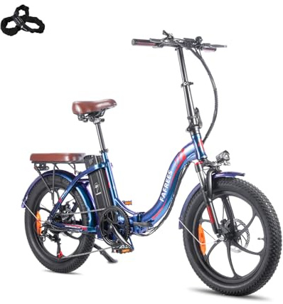 Fafrees F20 PRO E-Bike Klapprad Elektrofahrrad 20 Zoll Fatbike, 250W Motor 36V 18AH Akku, 20 * 3,0 Zoll Mountainbike Elektrofahrrad 40 Nm (Autoschloss, buntes Blau)