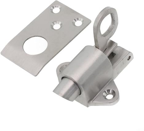 Door Spring Bolt-Stainless Steel Automatic Gate Latch-Bounce Lock Attic Loft Ceiling Hatch Lock Catch Tool for Cabinets, Courtyard, Shed Doors