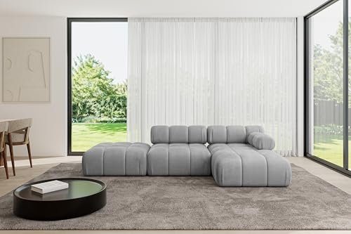 ALTDECOR Modulares Sofa Ecksofa in L-Form Corner modular Sofa Eckcouch Couch Wohnlandschaft Cauchsofa Polstersofa Lizur-L1-285x160x70 cm Hellgrau
