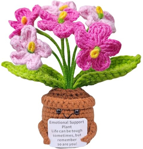 mobumeia Gehäkelte Blumen, Pocket Hug Vergissmeinnicht Blumen, Positive Potato Strickwolle Gehäkelte Glücksbringer Gute Besserung, Positive Blume Mutmacher Geschenk für Patient Beste Freundin