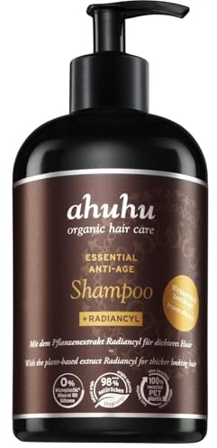 ahuhu Essential Anti-Age Shampoo (500 ml) | Haarshampoo mit Radiancyl & Pfefferminz-Extrakt, reduziert Haarausfall, fördert Haardichte & Volumen