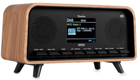 Audizio Desio - DAB Radio mit Bluetooth 5.0 - Stereo DAB Plus Radio mit Fernbedienung, 50 Speicherplätze, Auto Scan, Line-Out, USB, AUX, Retro-Look für Zuhause, Einfache Bedienung, 30 W - Hell
