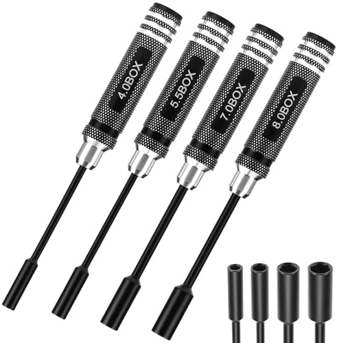 QWORK® Hex Driver Set 4PCS (4.0mm, 5.5mm, 7.0mm, 8.0mm), Non-Slip Screw Drivers with Steel and Aluminum Alloy, Ideal for RC Tools and Drones