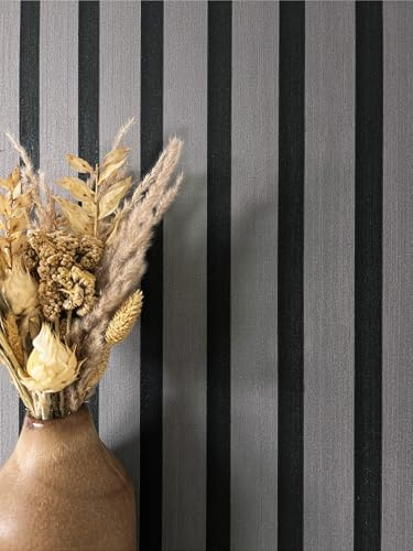 Newroom Vliestapete Grau Holzpaneele Streifen Wohnzimmer Tapete | Lamellenoptik leichter Schimmer changierend Loft, Mustertapete Wandtapete, Schlafzimmer Flur, ansatzfrei