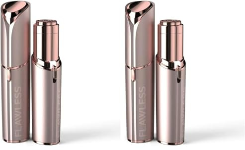 Finishing Touch Flawless Face Damenbart- und Gesichtshaarentferner, hypoallergener Scherkopf, schmerzfreier Damenrasierer, wiederaufladbar, inkl. 2 Ersatzscherköpfe, Blush (Packung mit 2)