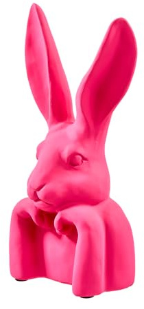 Klocke Dekorationsbedarf Deko-Hase im Denker-Stil - Außergewöhnliche Hasenfigur aus Polyresin in Neonfarben (Pink, Höhe: 30,5 cm)