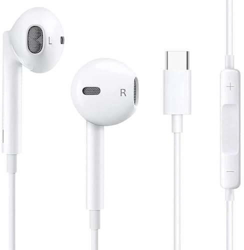 USB C Headphones for iPhone 17/16/16e/15 Pro Max/Plus, Type C Earbuds Wired Earphones (Microphone & Remote Control) Noise Cancelling for lPad Pro, Galaxy S23/S22/S21/S20/Ultra Note10/20, Pixel