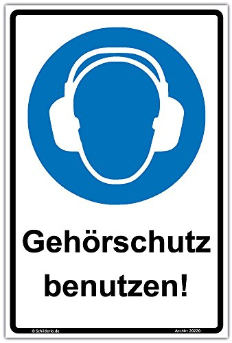 Schild Gehörschutz tragen ASR 1.3, Hinweisschild 600x400 mm,Hochformat, stabile Aluminiumverbundplatte 3mm stark