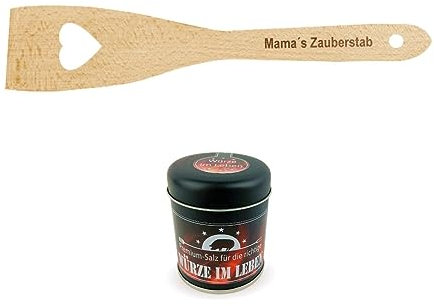 Geschenkset 2-TLG. „Mama/Oma“ Premium-Salz und Herz-Pfannenwender mit Spruch zum auswählen“Oma ist die Beste Köchin!“/ Geburtstagsgeschenk/kreatives Geschenk/Sprüche/Frauen/Kochen/Mama/Oma