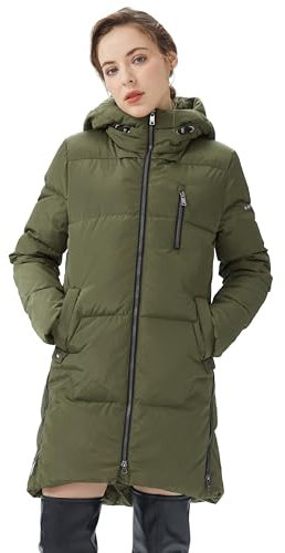 OROLAY Donna Elegante Piumino Inverno Giacca con Cappuccio verde M
