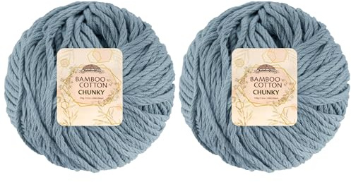 JubileeYarn Bamboo Cotton Chunky Yarn - 100g/Ball - Faded Glacier Blue - 2 Balls