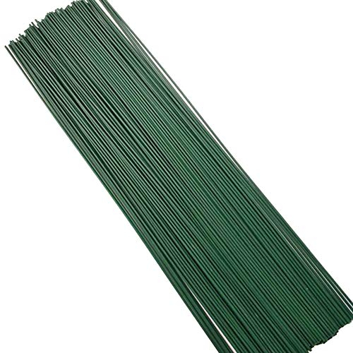 Alambre de floristería verde, tallo grueso para floristería, estacas para plantas florales, 16 pulgadas, 50 piezas de flores artificiales hechas a mano (50 piezas)