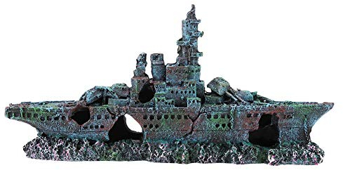 Pssopp Aquarium Ornament Künstliche Aquarium Schiffswrack Aquarium Höhle Wrack Aquarium Dekor, 23 x 11 x 5 cm