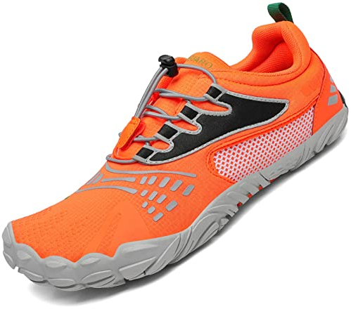 SAGUARO Barfußschuhe Herren Damen Traillaufschuhe Outdoor & Indoor Training Fitnessschuhe Wander Wald Strand Straße Laufschuhe Walkingschuhe Schnell Trocknend Badeschuhe, Karotte Orange, 38 EU