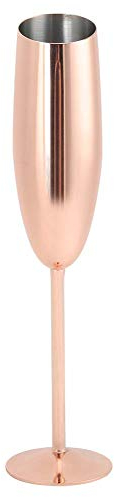 Stainless Steel Champagne Flute,300ml/10.5Oz Rose Gold Champagne Glass 27cm/10.6inch Stainless Steel Unbreakable Champagne Wine Glasses for Wedding, Parties, Bar