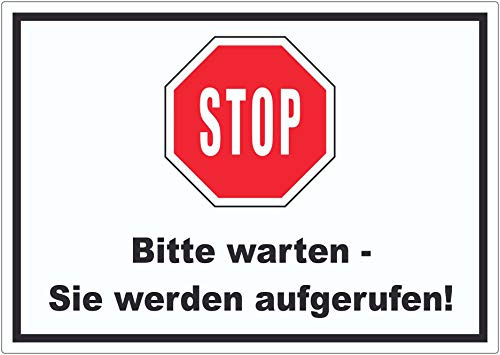 Stop Bitte warten Sie werden aufgerufen Aufkleber A2 (420x594mm)