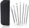 Rimozione Punti Neri Professionali Estrattore di Acne Acciaio Inox Blackhead Remover Kit Comedone Rimozione Strumenti per Uomini Donne 7 Pezzi
