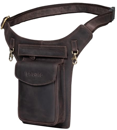 STILORD 'Frankie' Hüfttasche Leder Brusttasche Cross-Body Bag Bauch Tasche Vintage Gürteltasche für Herren Damen Brusttasche Echtleder, Farbe:dunkel - braun