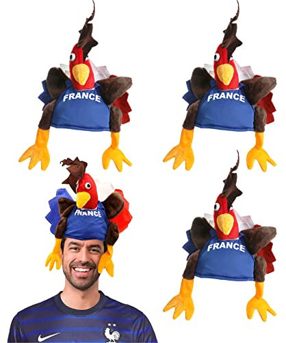 Ilovefancydress French Cockerel Hat Rugby Fancy Dress Accessory France Sport Supporters Set World Cup - Pack of 3