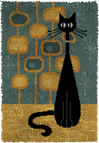 Katze Tapisserie Teppich Knüpfteppich Zum Selber Knüpfen Knüpfen Set Fußabtreter Knüpfkissen Knüpf-Sets Kreuzstich Set Für Kinder Und Erwachsene DIY Handwerk Geschenke 52Cmx38cm