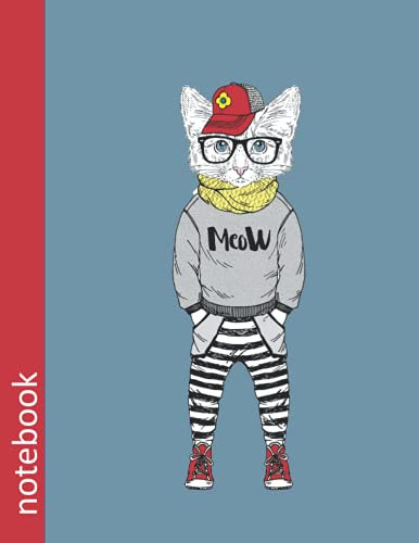 notebook: A unique lined composition notebook with a hip modern cat.