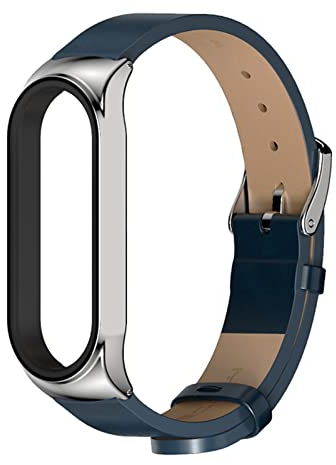 HYKEJI Leder Armband für Xiaomi Mi Band 5 / Mi Band 4 / Mi Band 3 Armband, Lederband Ersatzband mit Edelstahl-Verschluss Kompatibel mit Xiaomi Mi Band 5 / Mi Band 4 / Mi Band 3 (H)