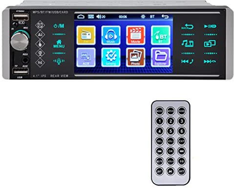 VIGORTHERIVE Autoradio Bluetooth Vivavoce 4,0 Pollici 1 DIN Smart Voice Lettore MP5 per Auto Touch Screen Autoradio Specchio Link Telecomando 7 Colori Retroilluminazione Microfono Posteriore