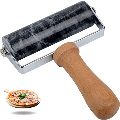 Tianman Rouleau à pâtisserie, rouleau à pizza, rouleau en marbre anti-adhésif, type T, pour la cuisson de gâteaux, tortilla, pizza, biscuits et autres pâtisseries dans la cuisine (type 1 noir)