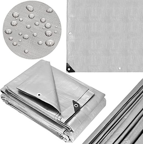 Springos - Bâche de protection en tissu imperméable - 4 x 4 m - Avec œillets renforcés - Pour camping