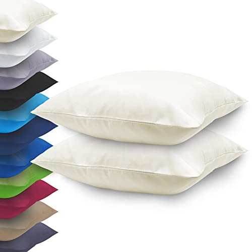 NatureMark Basic 2er Pack Mikrofaser Kissenbezug 40x40 cm - 100% Polyester - mit Reißverschluss (40 x 40 cm, Natur/Creme)