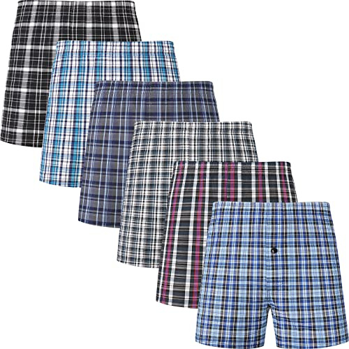 JupiterSecret Men's Underwear Woven Boxers for Men Pack Cotton Boxer Shorts Elastic Waistband
