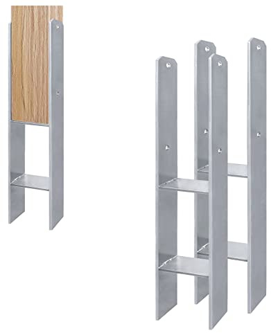 YARDIN 4 Stück 91mm H-Pfostenträger, H-anker Pfosten Holzpfosten Anker 600mm Länge, Zaunträger Zaunpfosten Materialstärke 6mm für Pfosten Zaun Carports Stelzenhäuser