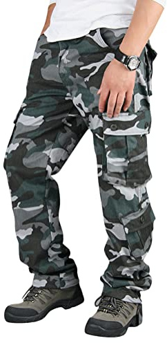 Onsoyours Hommes Printemps Automne Léger Pantalons Simple Style Longs Cargo Combat Pantalon Hommes Mode Travail Camo Armée Militaire Tactique Multi Poches Pantalon