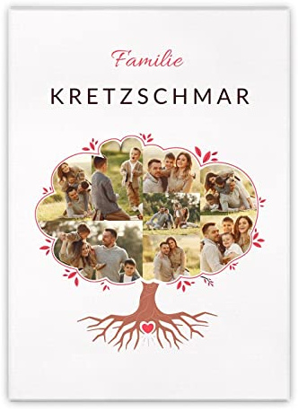 Maverton Leinwandbild mit eigenem Foto - personalisiertes Foto Leinwand mit Holzrahmen - Größe 30x40 oder 50x70 - Fotoleinwand Collage - Fotobild auf Leinwand für Paar - Stammbaum - 50 x 70 cm