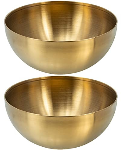 UPKOCH Polvo Cuencos Dorados Grandes Paquete De 2 Ensaladeras De Acero Inoxidable Frutero Dorado Recipiente para Ensaladas Cuenco De Almacenamiento para Postres Cuenco para Servir Arroz